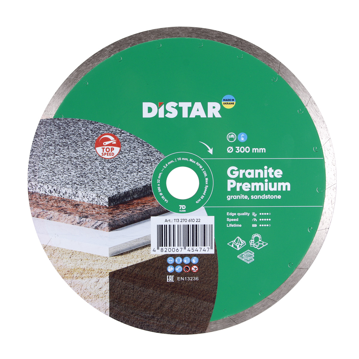 Круг алмазний вiдрiзний Distar Granite Premium 1A1R Ø300 × 32мм