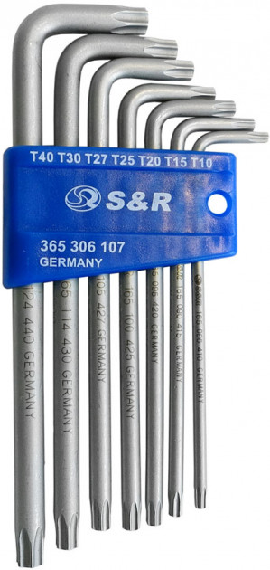 Набір ключів Torx S&R Г-подібних, T10-T40, 7шт