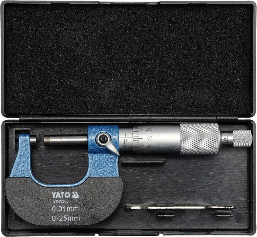 Мікрометр YATO з точністю 0,01 мм в діапазоні 0 - 25 мм