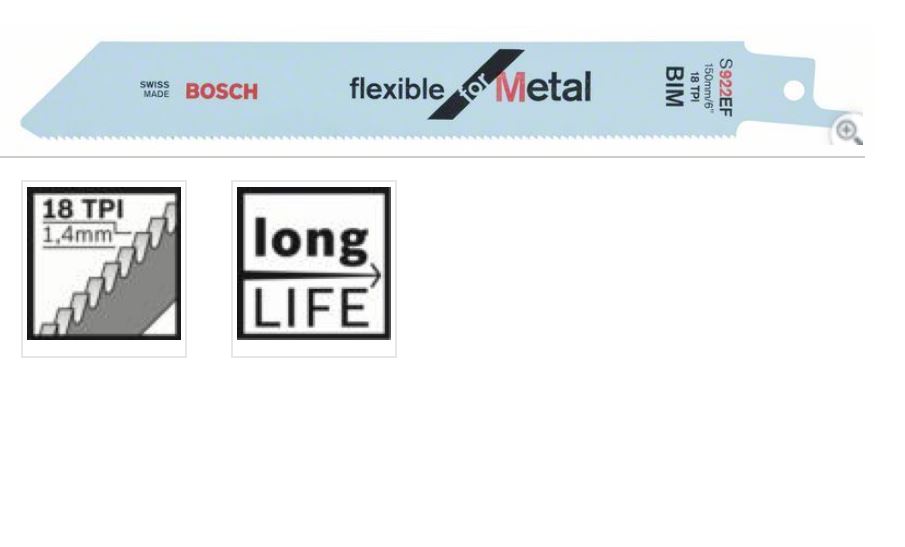 Полотно ножівкове Bosch Flexible for Metal S922EF, BIM, 150мм, 1шт