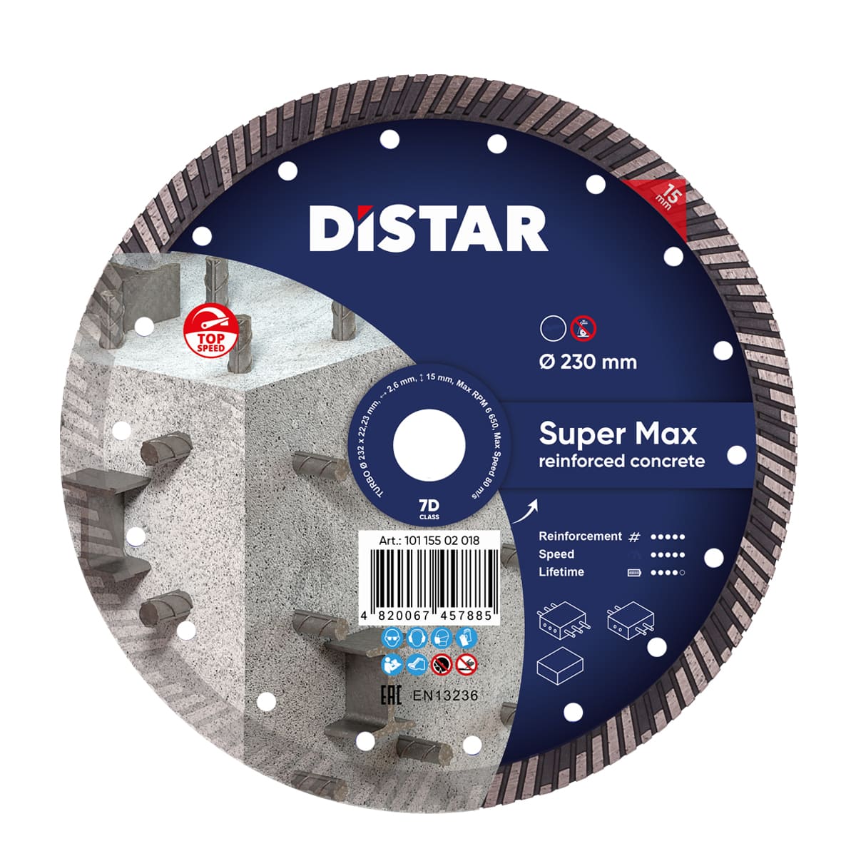 Круг алмазный отрезной Distar Super Max Turbo Ø232 × 22,23мм
